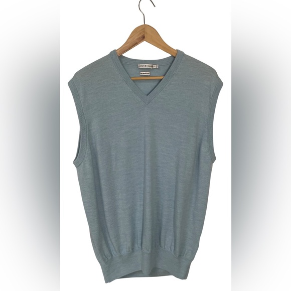 Peter Millar Merino Wool V-neck Sweater Vest Men’s XL XLarge Preppy Light Blue - Picture 1 of 10